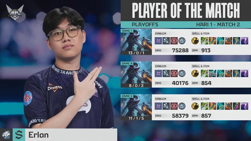 Playoffs MPL ID S16: Granger Erlan Pulangkan Dewa United Esports