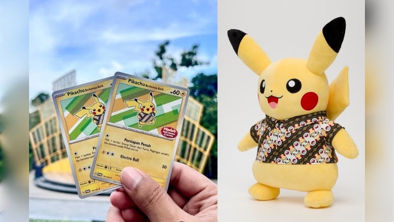 Kartu dan Plush Toys Pikachu Berkemeja Batik Hadir di Bali
