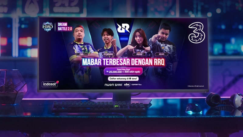 H3RO Land Dream Battle 2.0 Kembali Digelar, Tri Gandeng RRQ untuk Dorong Talenta Esports Muda