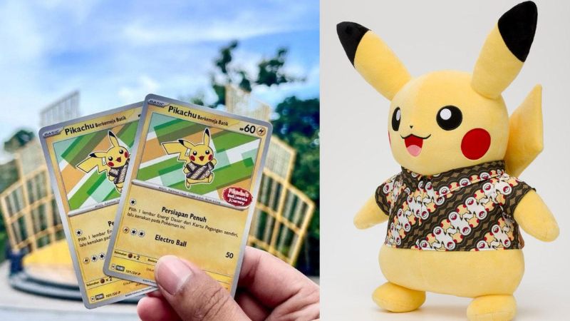 Kartu dan Plush Toys Pikachu Berkemeja Batik Hadir di Bali